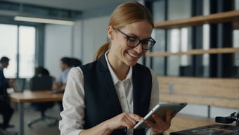 business woman on tablet device