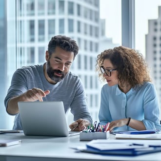 business people using data